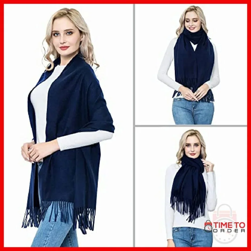 Large Winter Wool Scarf Shawl Wrap - Super Soft Warm Pashmina Travel